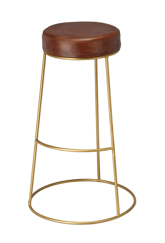 Jamie Young Henry Round Leather Bar Stool -D LS20HENBSBR