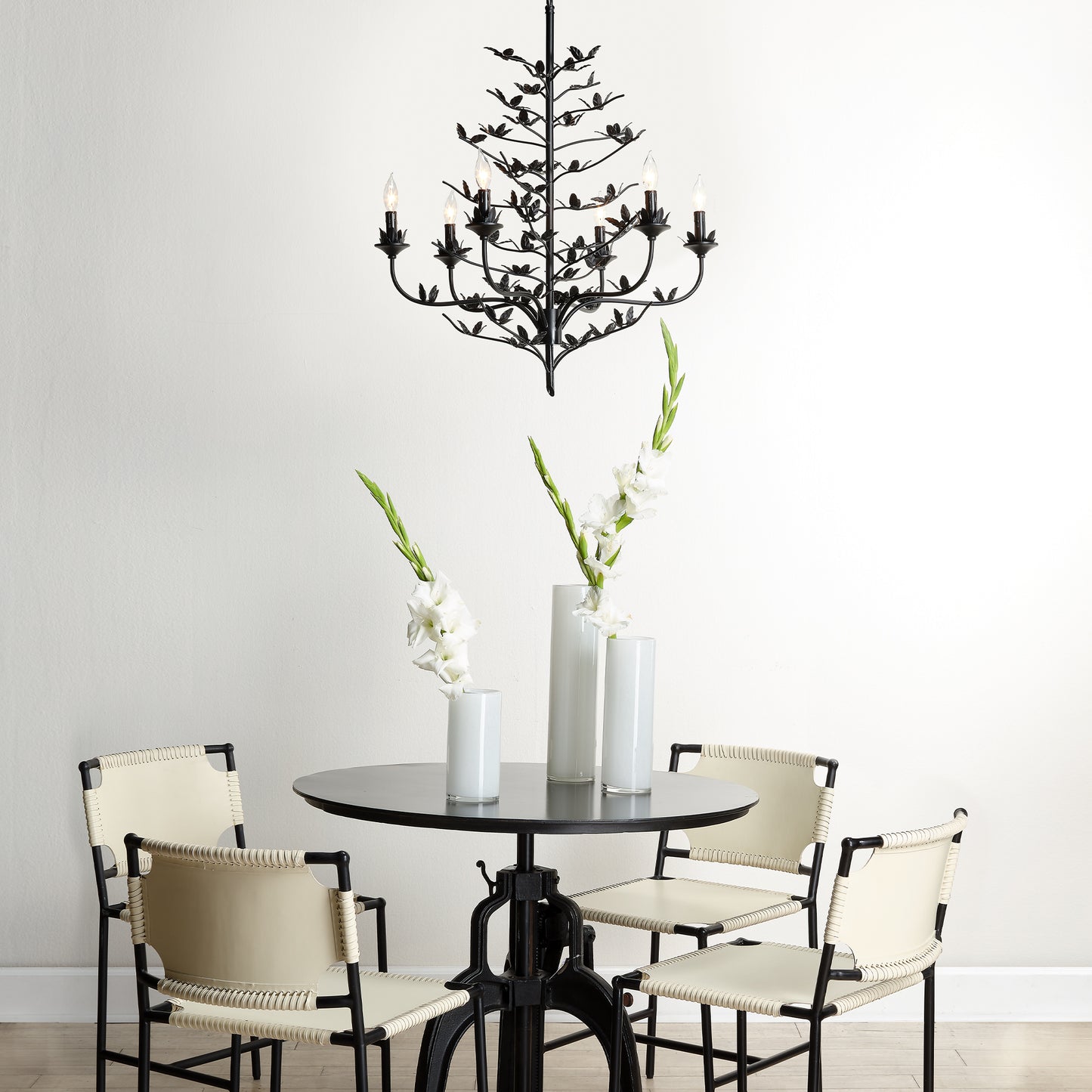 Blooming Iron Chandelier, Black