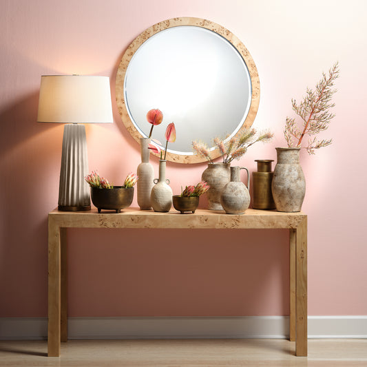 Chandler Round Mirror, Natural