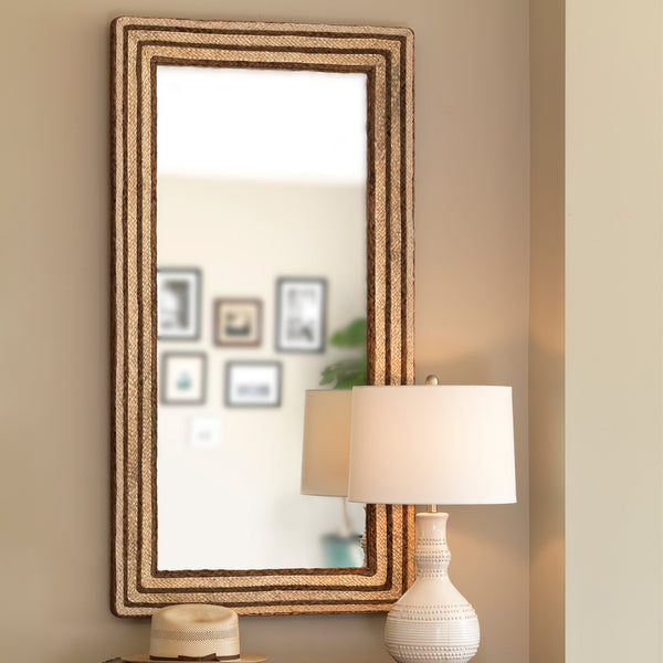 Evergreen Braided Seagrass Rectangle Mirror, Natural