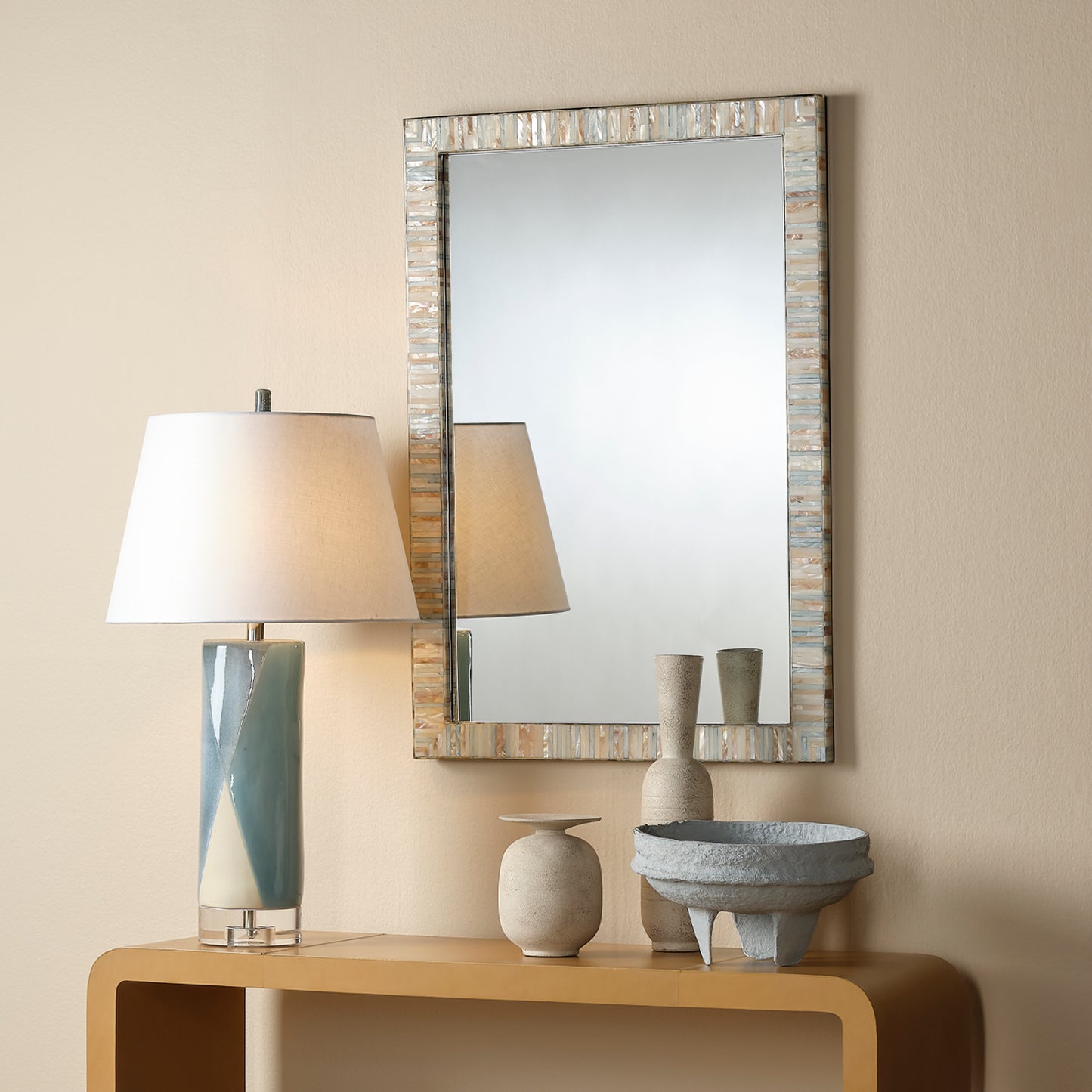 Heron Mother of Pearl Rectangle Mirror