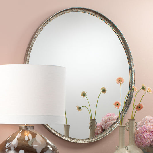 Refined Iron Round Mirror, Silver