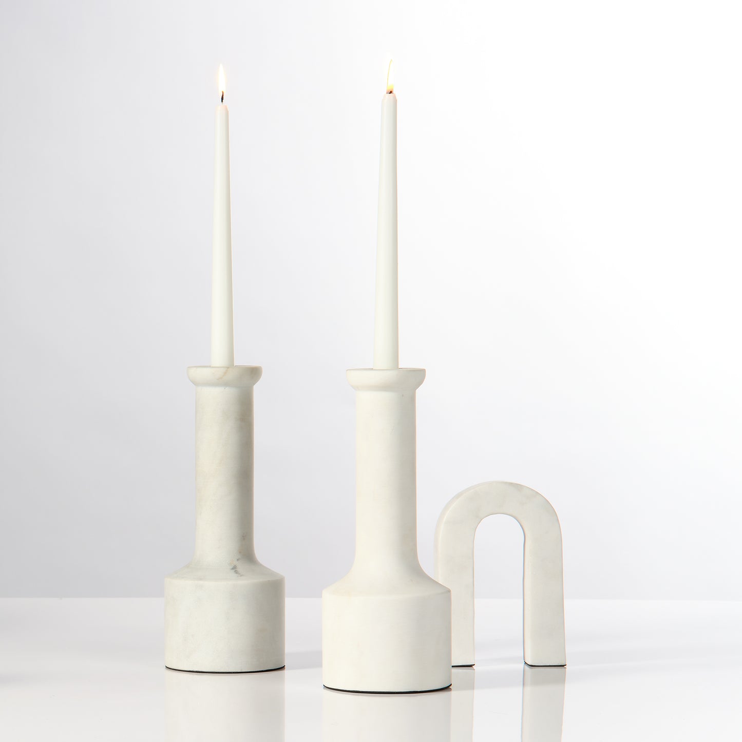 Trumpet Marble Candlesticks (Set of 2)