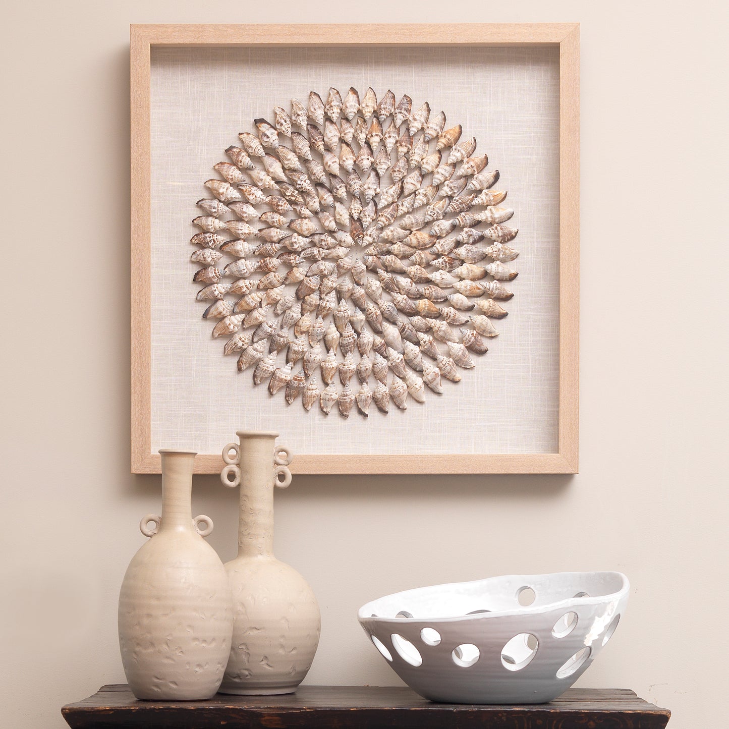 Riviera Framed Wall Art, Beige Simnia Shell