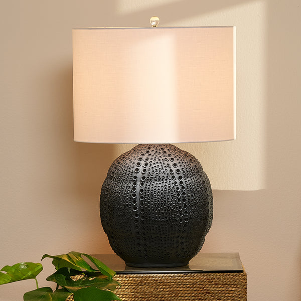 Lunar Polyresin Table Lamp, Black