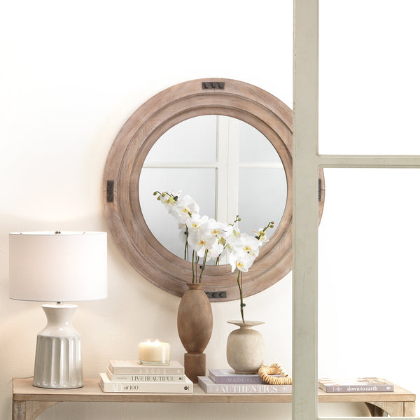 Foreman Wood Mirror, White Washed