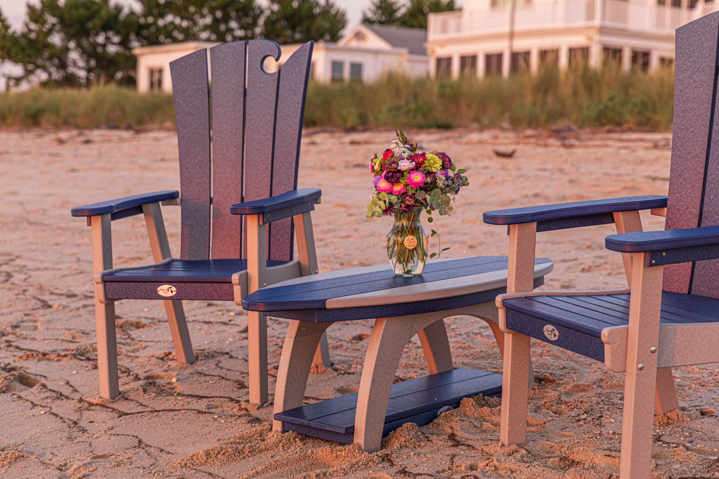 Beaver Dam Woodworks 6' SurfAira poly Surf Board Table and Chairs Lime Green and Coastal Gray