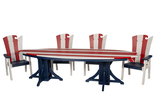 Beaver Dam Woodworks 10'  Surf Board Table and Chairs Patriotic