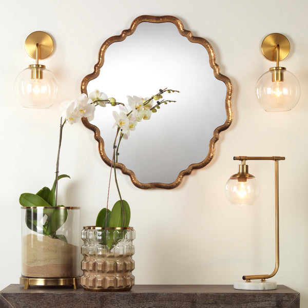 Reese Glass Wall Sconce, Brass