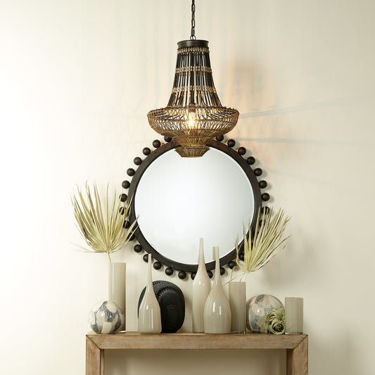 Brighton Round Wood Mirror, Charcoal