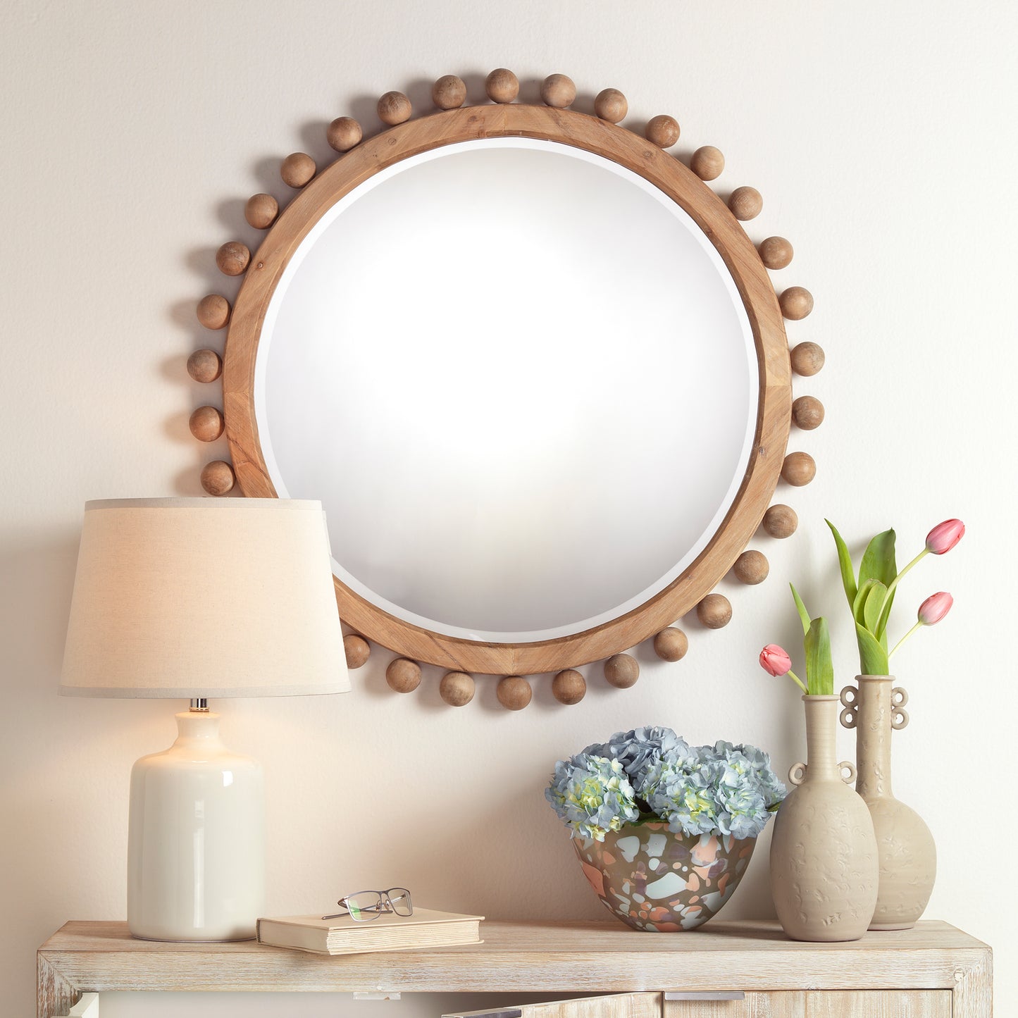 Brighton Round Wood Mirror, Natural