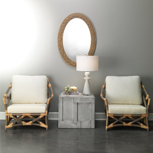 Lark Braided Seagrass Oval Mirror