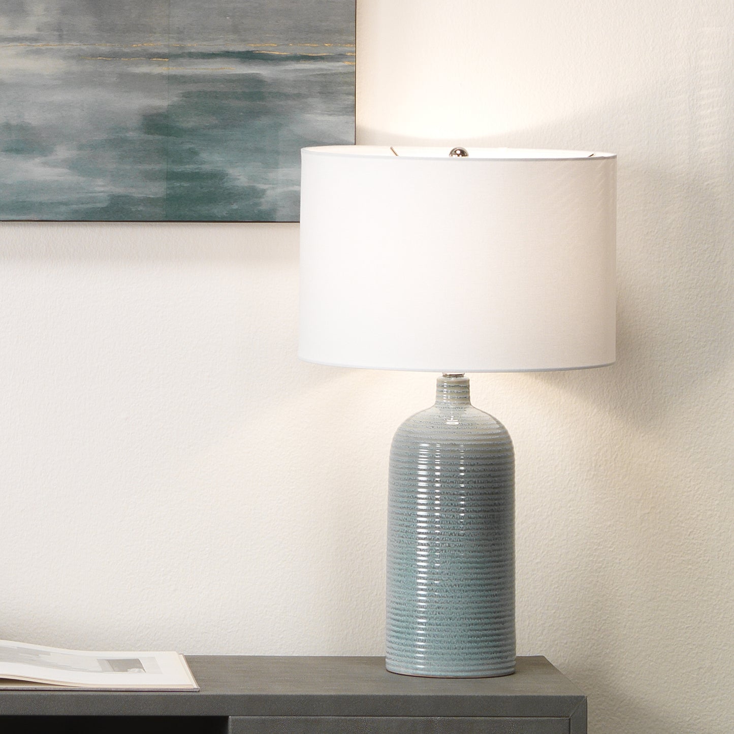 Declan Ceramic Table Lamp, Blue