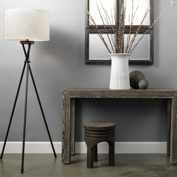 Manny Iron Tripod Floor Lamp, Bronze