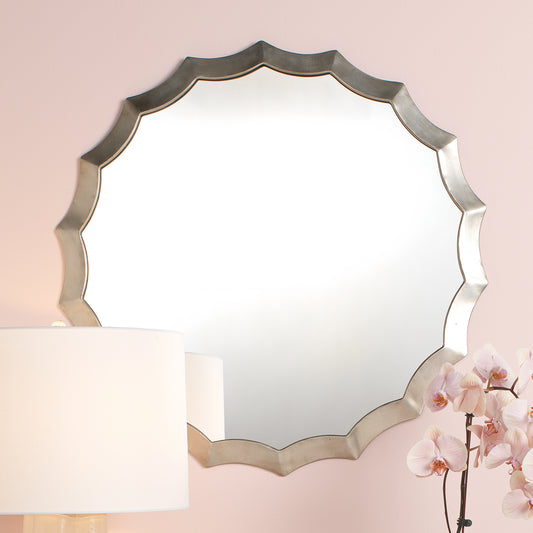 Round Metal Scalloped Mirror