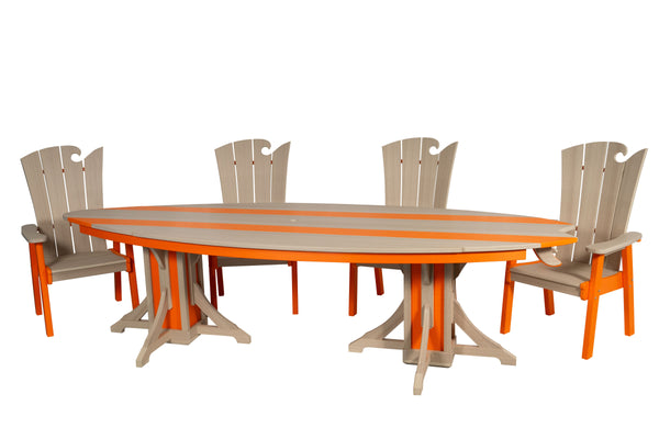 Beaver Dam Woodworks 10'  Surf Board Table and Chairs Orange and Birch