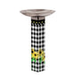 Studio-M Checks and Yellow Daisies Bird Bath Art Pole w/ST9025 Stainless Steel Topper BB1028