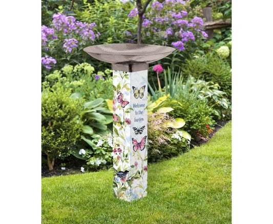 Studio-M Garden Song Bird Bath Art Pole w/ST9025 Stainless Steel Topper BB1039