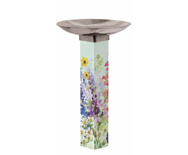 Studio-M Spring Hummingbird Garden Bird Bath Art Pole w/ST9025 Stainless Steel Topper BB1086