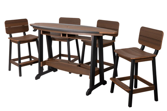 Beaver Dam Woodworks 6' SurfAira poly Surf Board Table and Chairs Black and Brazilian Walnut