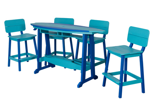 Beaver Dam Woodworks 6' SurfAira poly Surf Board Table and Chairs Bright Blue and Aruba