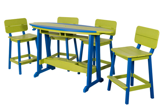 Beaver Dam Woodworks 6' Surf Board Table Bright Blue and Lime Green