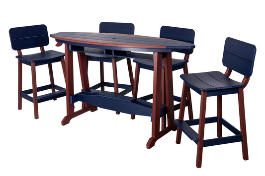 Beaver Dam Woodworks 6' Surf Board Table and Chairs Cherrywood and Patriot Blue