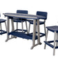 Beaver Dam Woodworks 6' SurfAira poly Surf Board Table and Chairs light gray and patriot blue