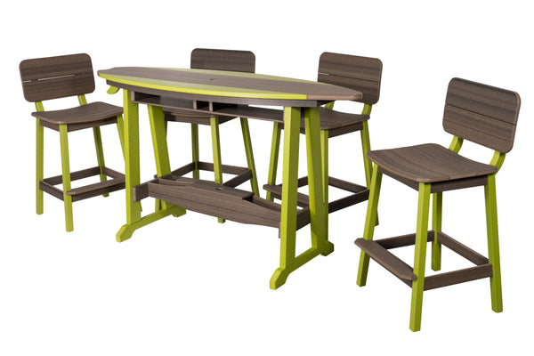 Beaver Dam Woodworks 6' SurfAira poly Surf Board Table and Chairs Lime Green and Coastal Gray
