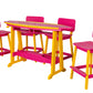 Beaver Dam Woodworks 6' SurfAira poly Surf Board Table and Chairs Yellow and Pink