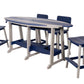 Beaver Dam Woodworks 8'  Surf Board Table and Chairs Light Gray and Patriot Blue
