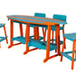 Beaver Dam Woodworks 8'  Surf Board Table and Chairs Orange and Aruba Blue