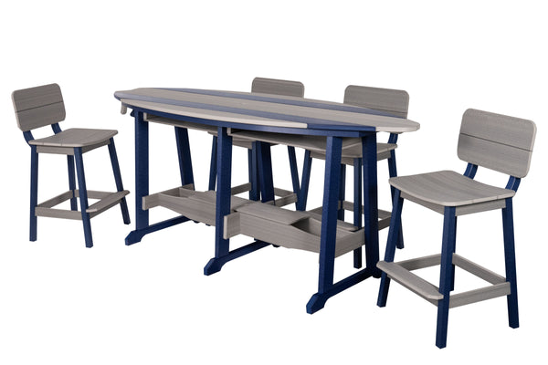 Beaver Dam Woodworks 8'  Surf Board Table and Chairs Patriot Blue and Driftwood