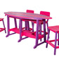 Beaver Dam Woodworks 8'  Surf Board Table and Chairs Purple and Pink