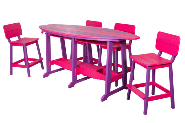 Beaver Dam Woodworks 8'  Surf Board Table and Chairs Purple and Pink