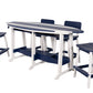 Beaver Dam Woodworks 8'  Surf Board Table and Chairs White and Patriot Blue