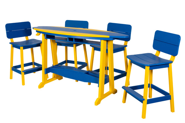 Beaver Dam Woodworks 8' Surf Table and Chairs Yellow and Bright Blue