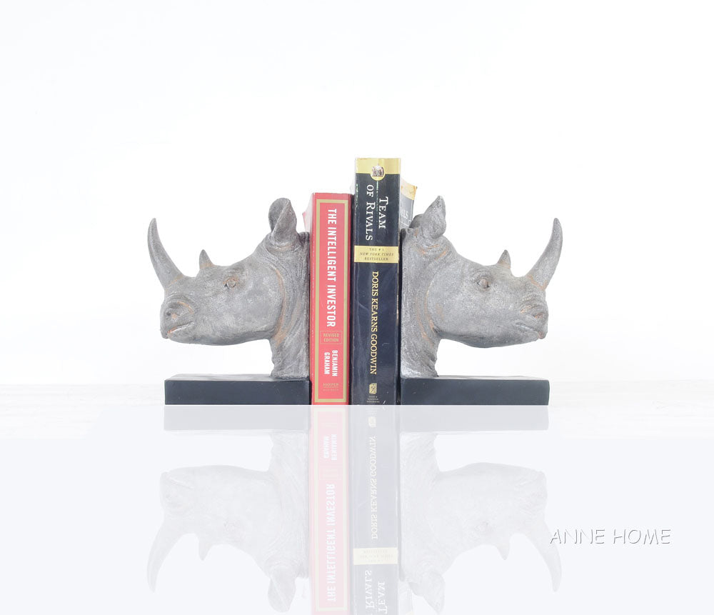 OMH Rhino Head Bookend - Set of 2 AT013