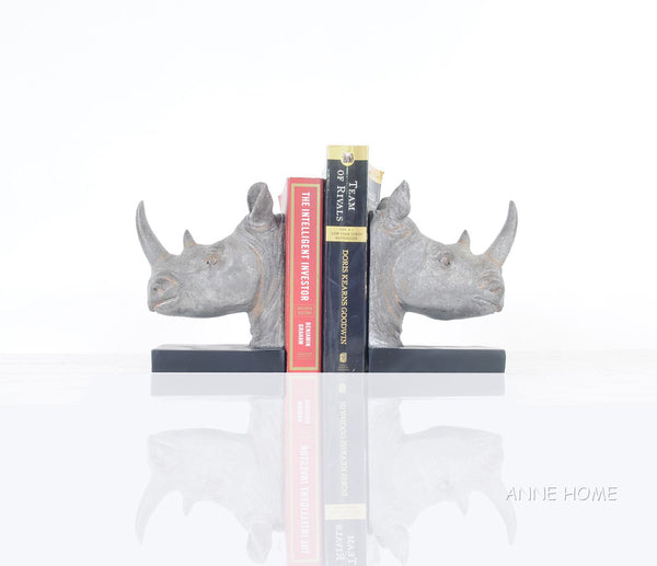 OMH Rhino Head Bookend - Set of 2 AT013