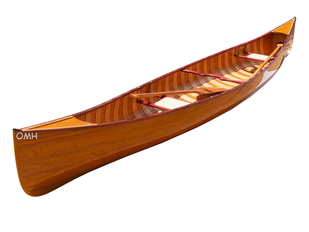 OMH Wooden Canoe with Ribs 16 Mahogany