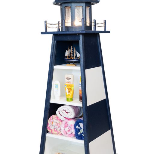 Beaver Dam Woodworks Poly Lighthouse Bookcase Patriot Blue