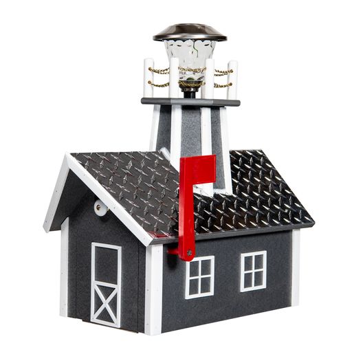 Beaver Dam Woodworks Deluxe Lighthouse Mailboxes Gray & White