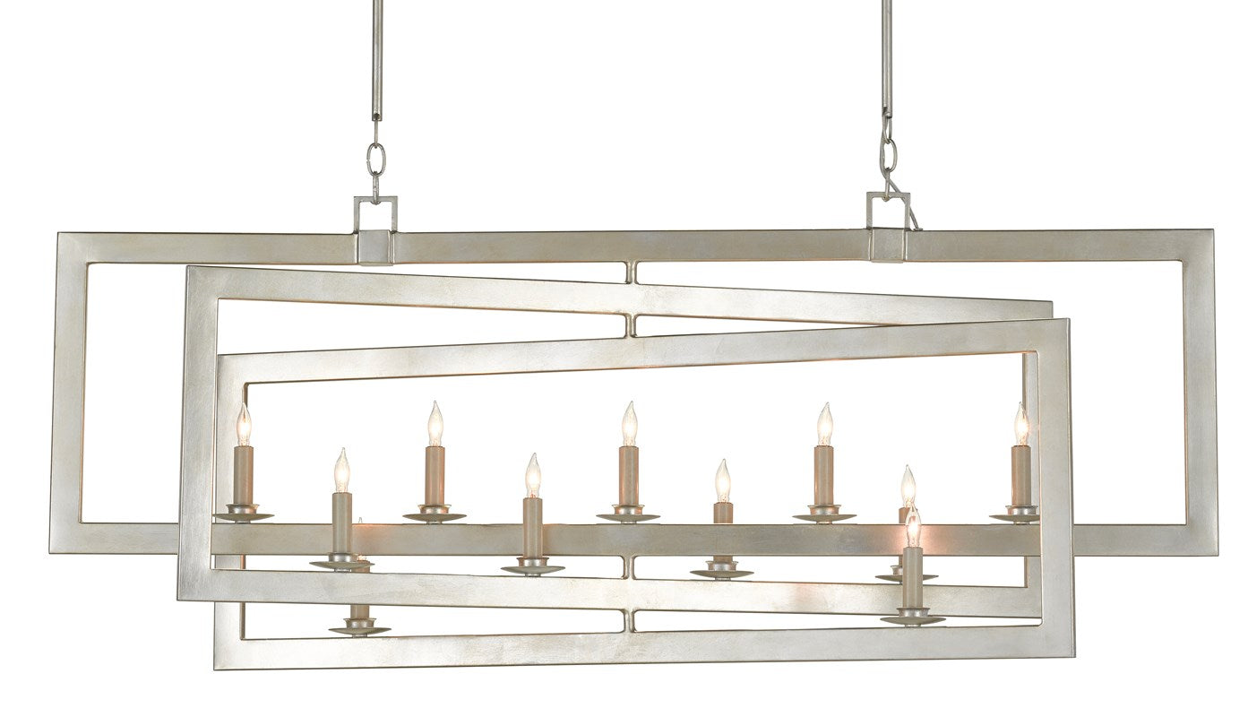 Currey and Company Middleton Rectangular Silver Chandelier