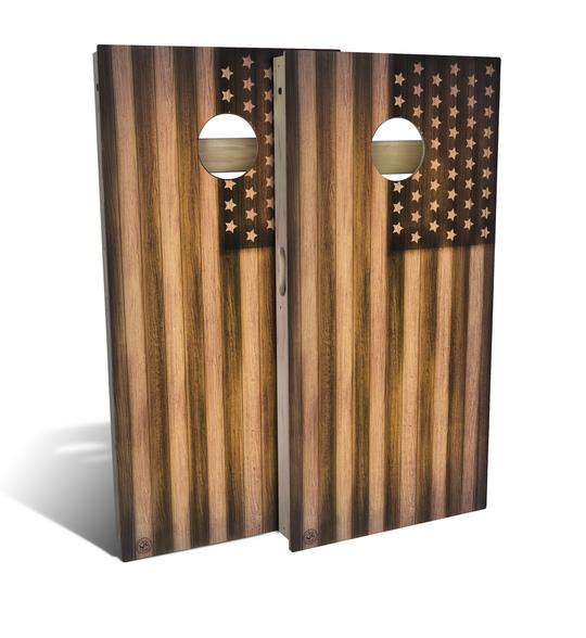 Slick Woody's Burnt Wood American Flag Cornhole Set