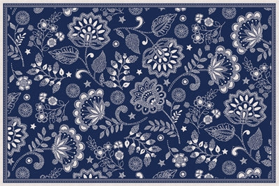 Studio M Embroidered Floral - Blue Floor Flair 10020