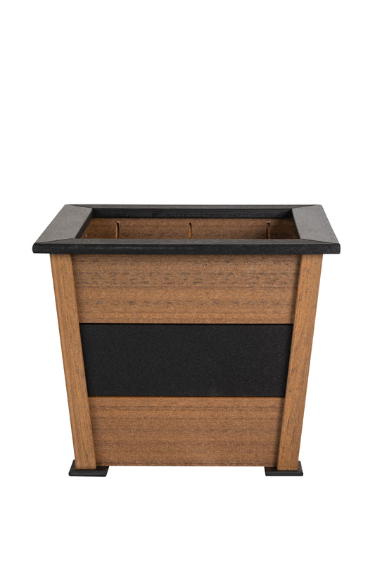 Beaver Dam Woodworks Large Square Poly Mahogany with Black Strip Planter