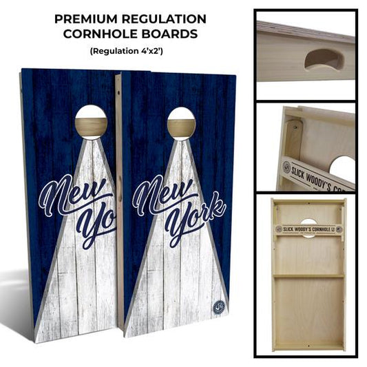 Slick Woody's New York Navy & White Triangle Cornhole Board Set