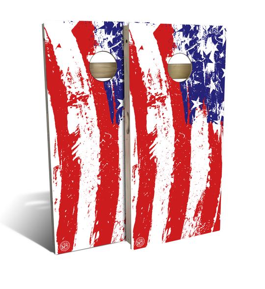 Painted American Flag Cornhole Board Set