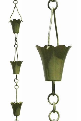 Patina Products R252 Verdigris Fluted Cup 8.5' Rain Chain