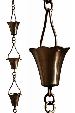 Patina Products R259 Antique Fluted Cup  8.5' Rain Chain
